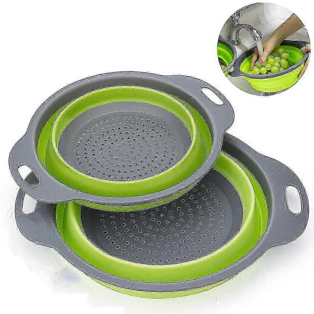 2pcs Foldable Colander Foldable Drain Strainer Silicone Foldable Pasta