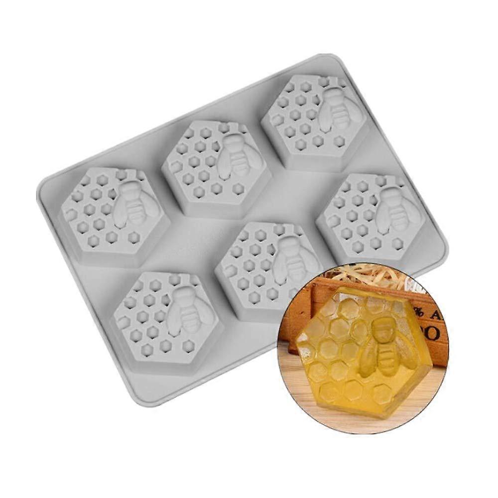 6 Hole Bee and Honeycomb Soap Silicone Molds for Handmade Soap, Chocolate, DIY