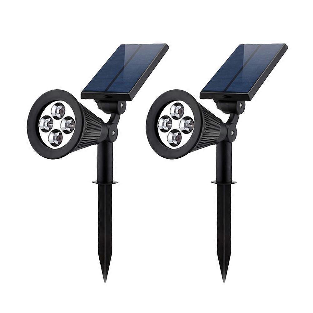 Color Changing Landscape Lighting Solar Spotlights 4 LEDs Ground Insert Light Waterproof Automatic On Off 2Pcs