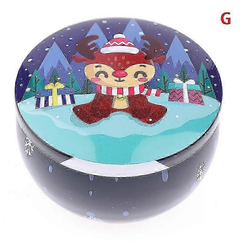 1 stuks Kerst Blik Ronde Snoep Blik Kaars Potten Met Deksel Kaars Container Lege Doos Cookie Snoep Opslag Geschenk Geval--G