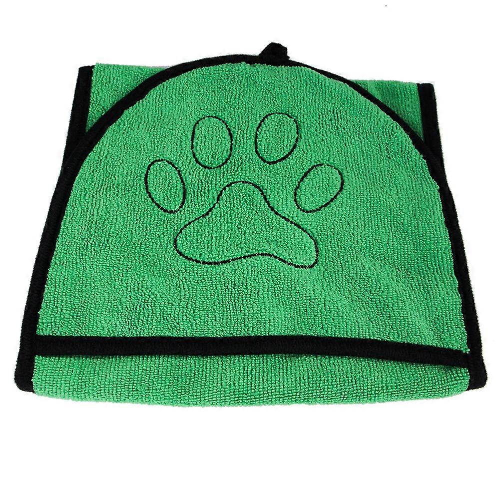 1Pc Pet Dog Bath Towel Super Absorbent Easy Drying Cat Shower Towels with Pocket (Green)