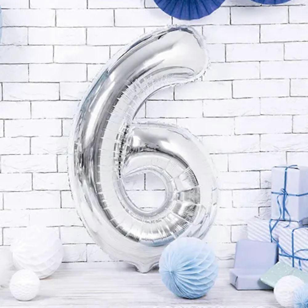 Large Silver Number 6 Balloon