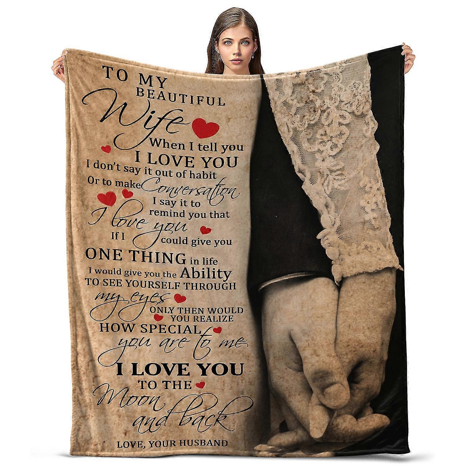 Cobertor leve e liso para esposa com duas mãos juntas Imprimir