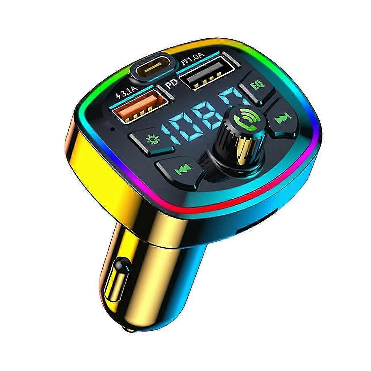 Bluetooth FM Transmitter MP3 Player with Dual USB Car Charger and EQ Atmosphere Light