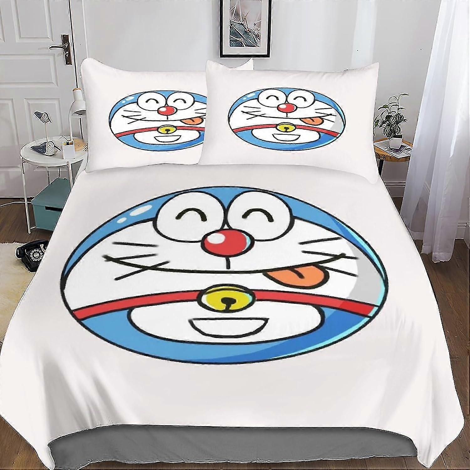 Soft Microfiber 3D Printed Cartoon Duvet Cover Set for Kids with Zipper Closure - 3 Pieces