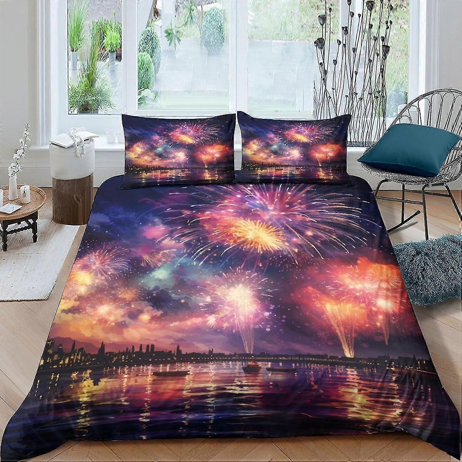 Colorful 3D Printed Bedding Set for Children and Teens, Duvet Cover with Pillowcase, Microfiber with Zipper Closure