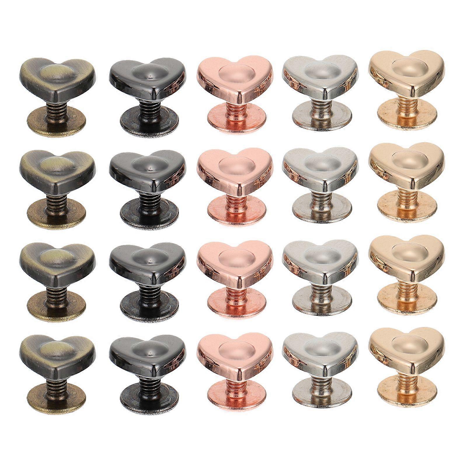 20pcs Purse Handbag Flat Stud Screw-Back Spike Heart Shape Studs Rivet