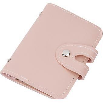 Creditcardhouder, unisex, zacht PU-leer, portemonnee met 24 duurzame plastic sleuven (roze)