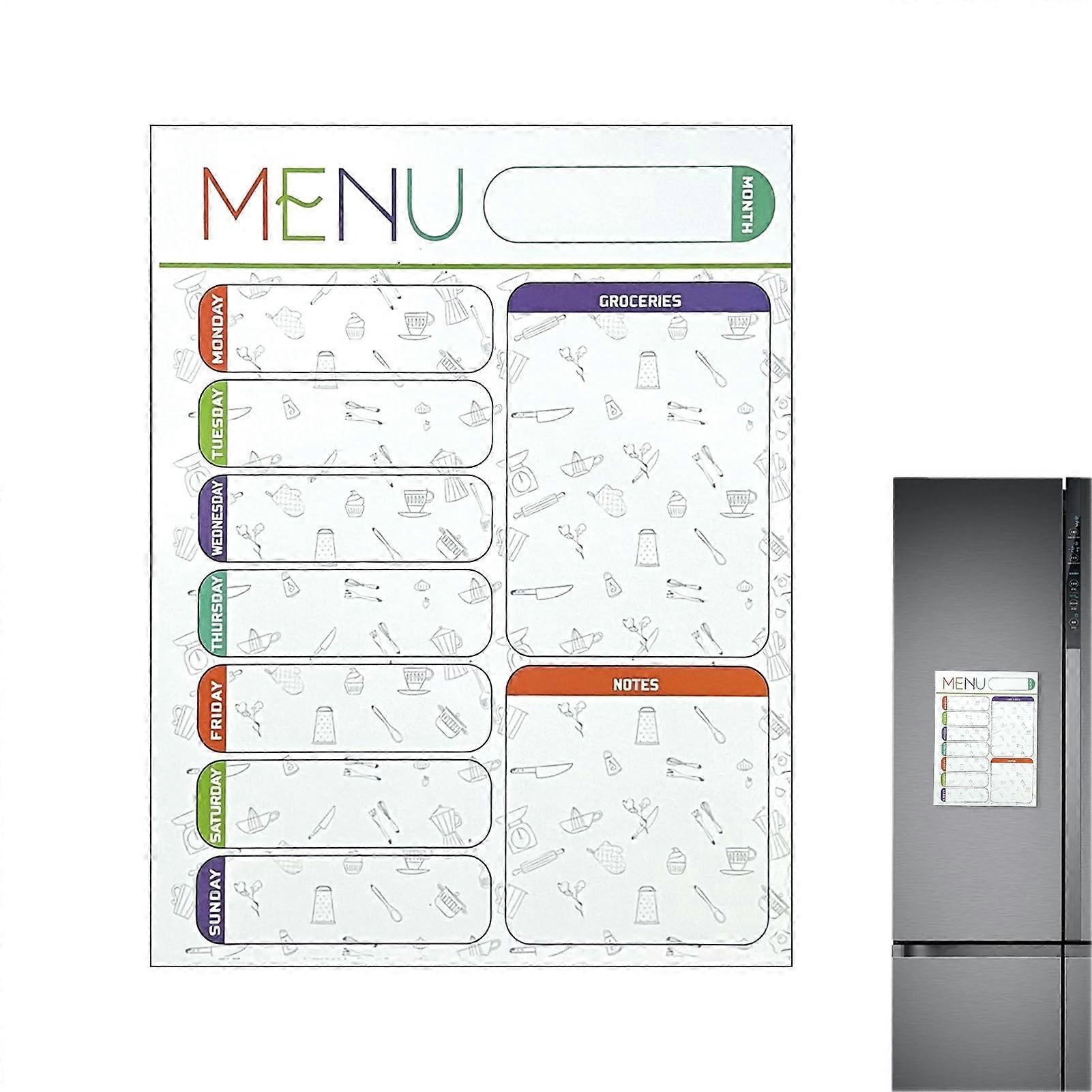 Refrigerator Organizer Weekly Meal Planning Board with Wipeable Surface Ref: 2196