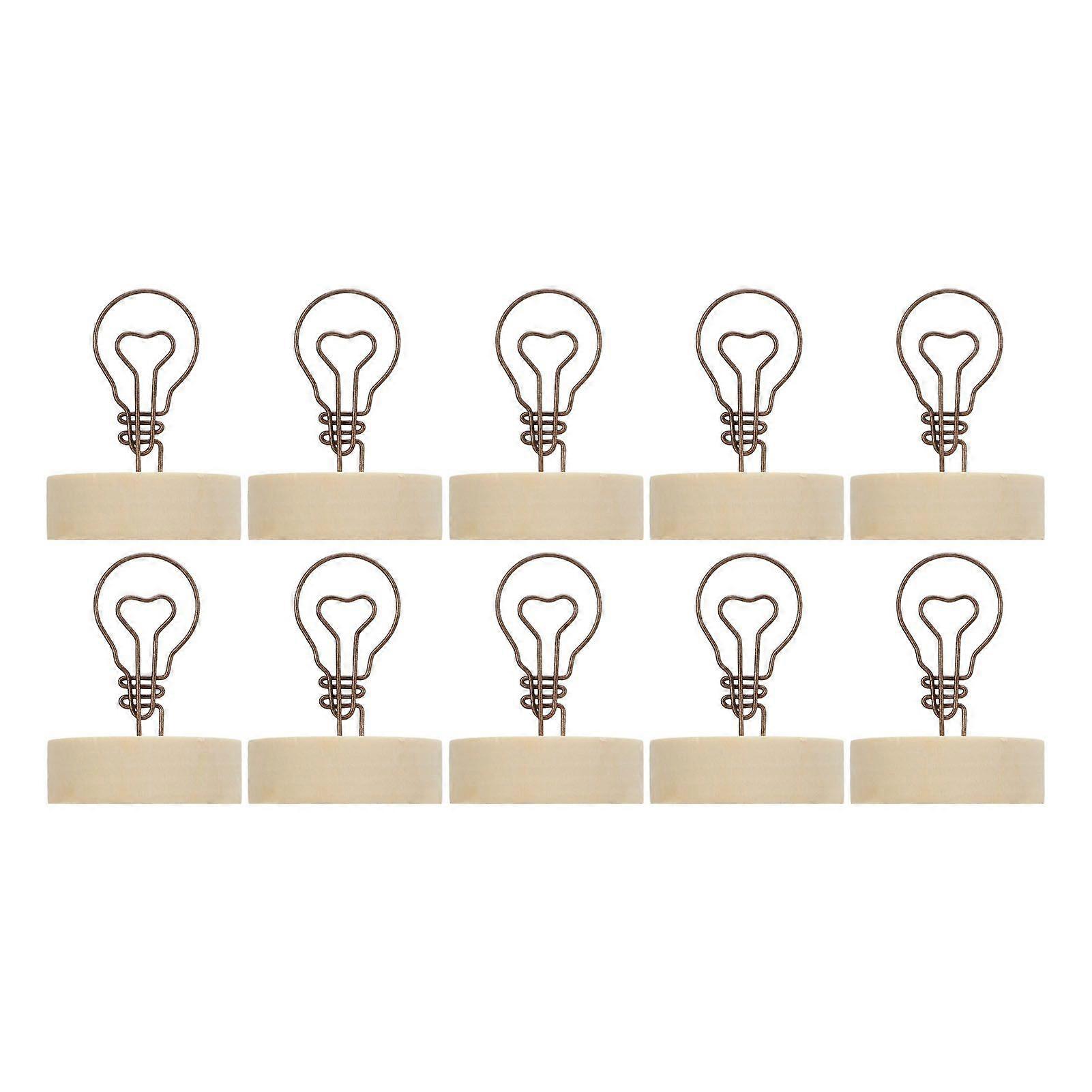 2025 Latest Model 10 Pcs Place Card Holder Light Bulb Shape Vertical Wooden