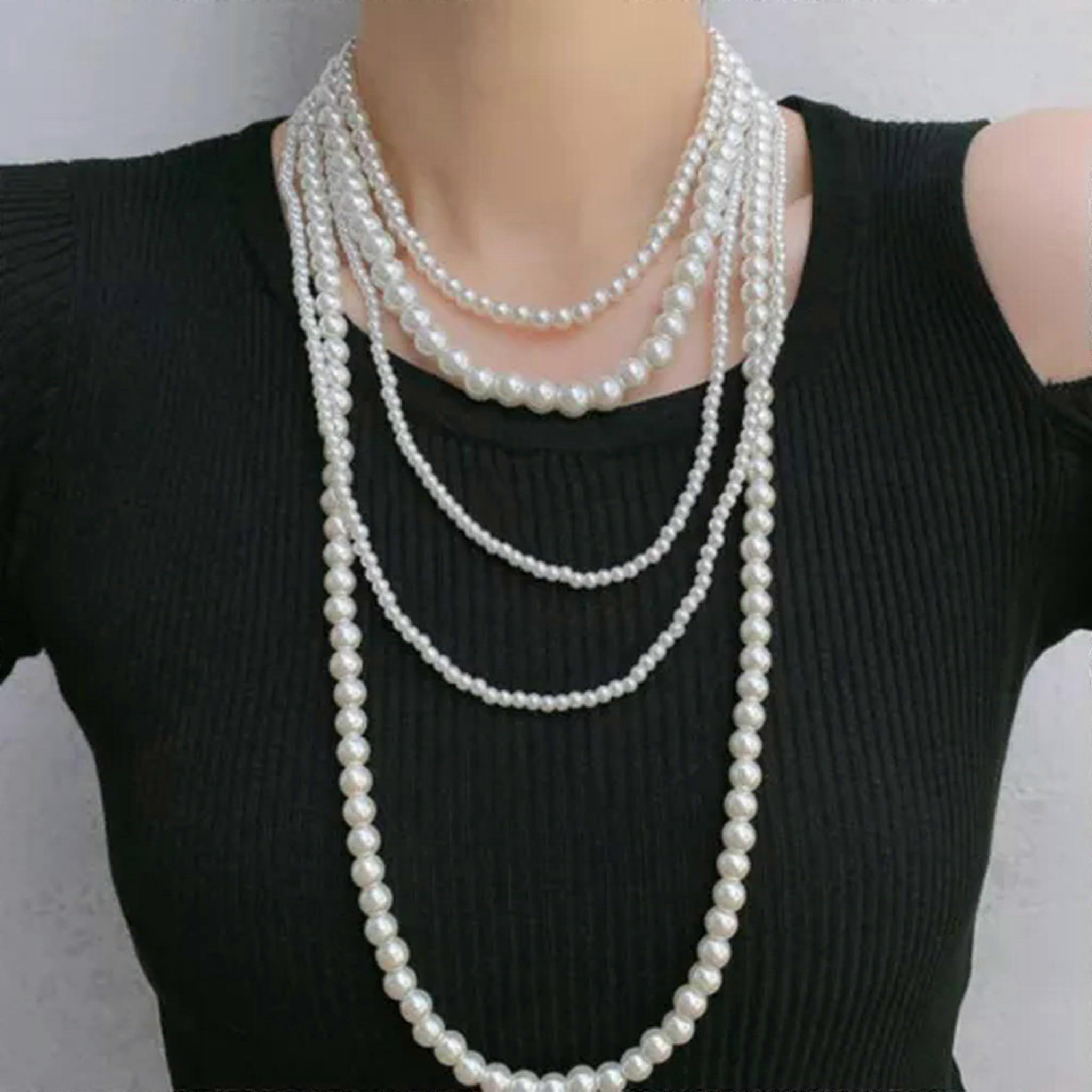 Multilayered pearlembellished necklace, extravagant women's necklace for club parties and banquets No. 7
