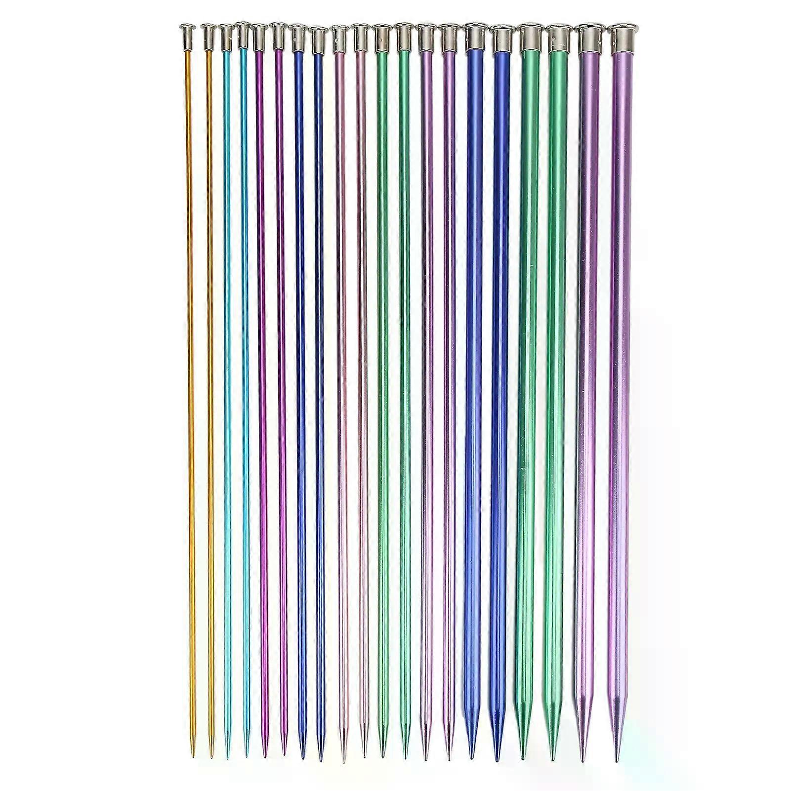 10 paires d’aiguilles à tricoter en aluminium couleur super long bricolage pull écharpe aiguille unique pointu bâton aiguille pull point ensemble