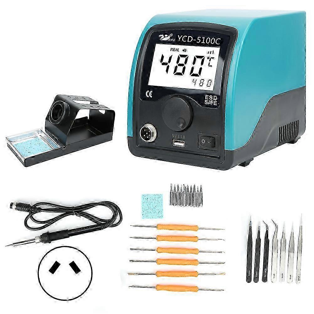 LCD Display Solder Iron Station Kit Digital Temperature Adjustable Knob Control 5100C 75WAU 220V