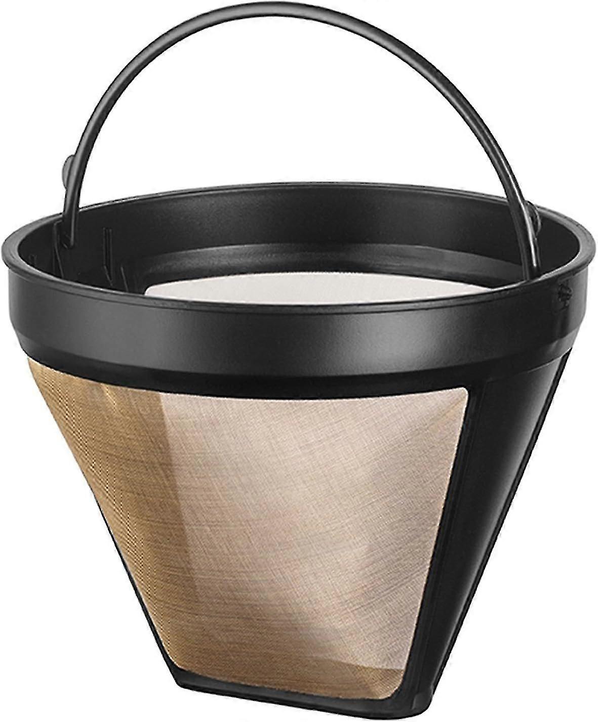 Größerer #4 Goldfarbener Permanent-Kaffeefilter 12-Tassen Kompatibel für KRUPS SAVOY, Braun & DeLonghi Filterkaffeemaschine