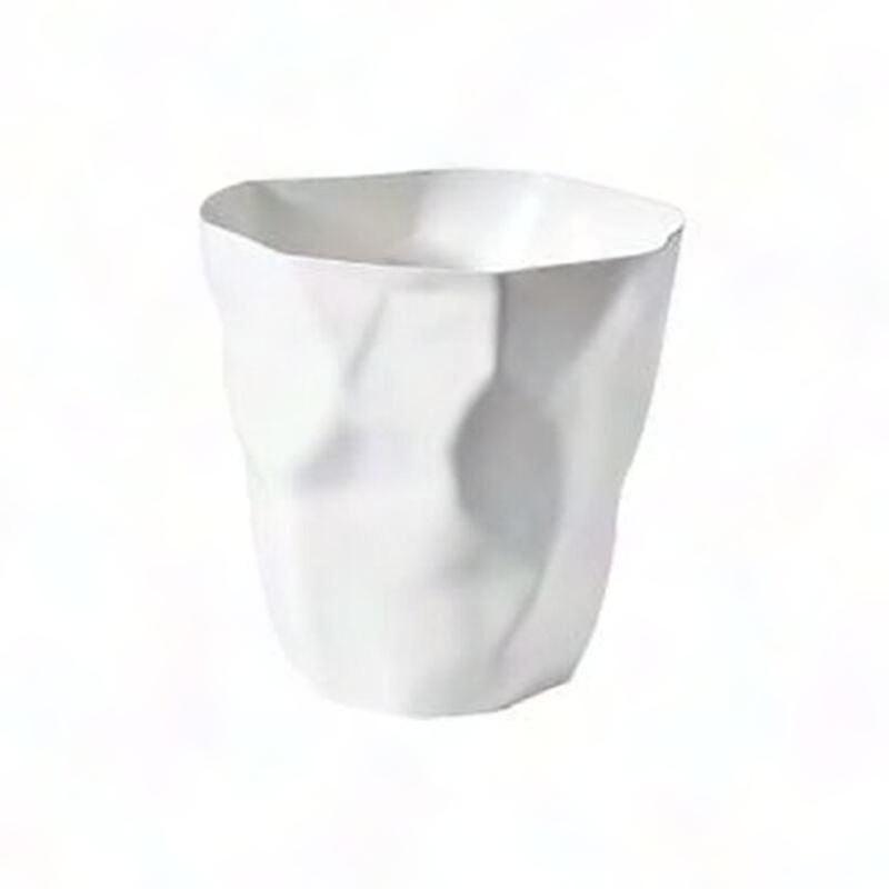 Eco-Friendly Plastic Trash Can for Office & Bedroom - White Irregular Design