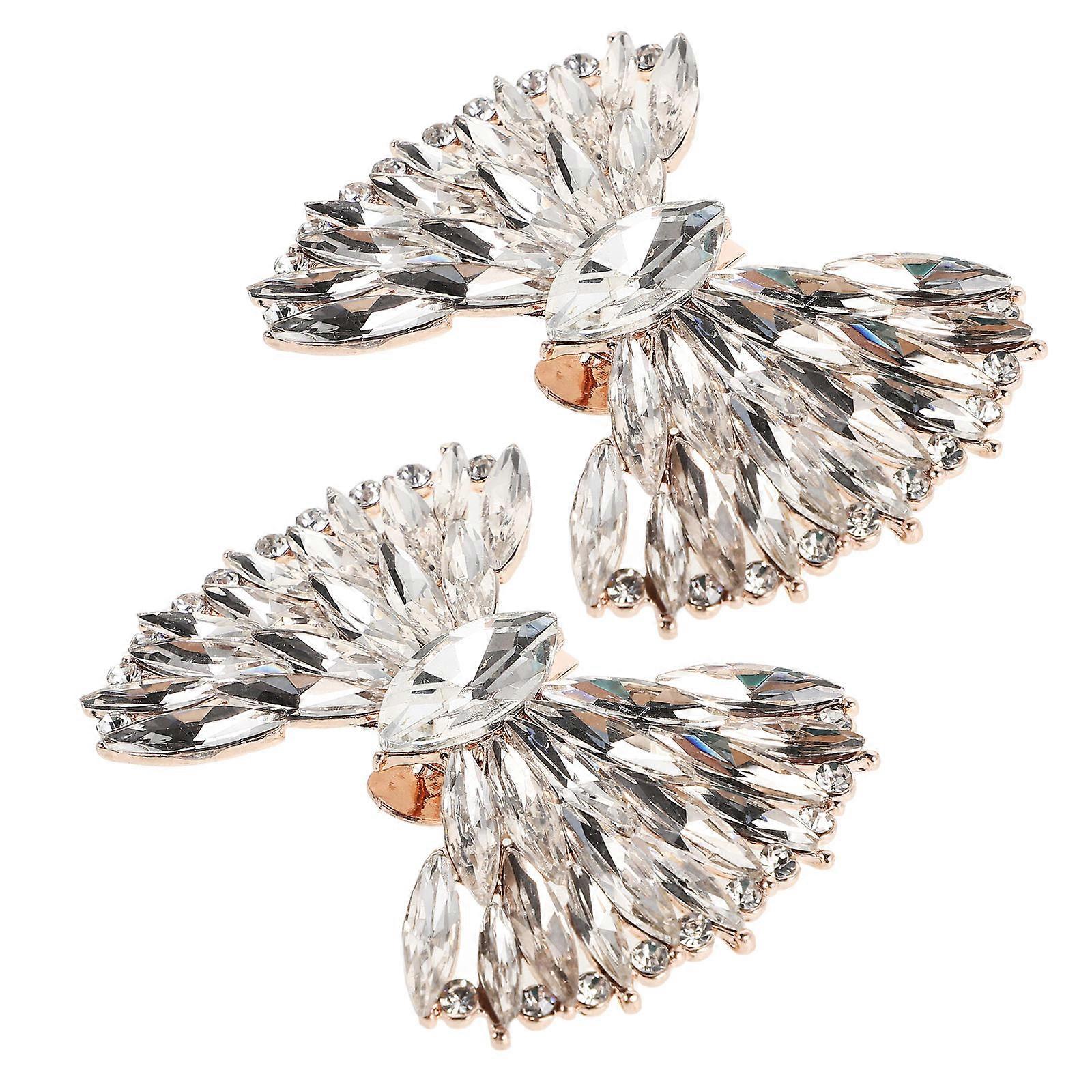 Women Crystal Shoe Clips Elegant Shoe Buckle Wedding Shoe Decorations 2Pcs