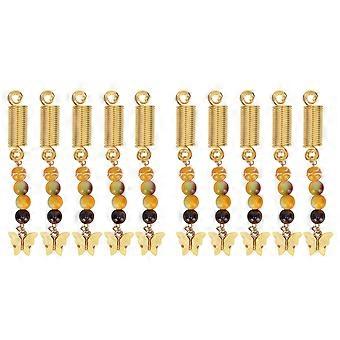 10pcs Cheveux Pendentifs Accessoires DIY Métal Jaune Papillon Printemps Perles Tresse Cheveux Pendentifs 4YMMR)