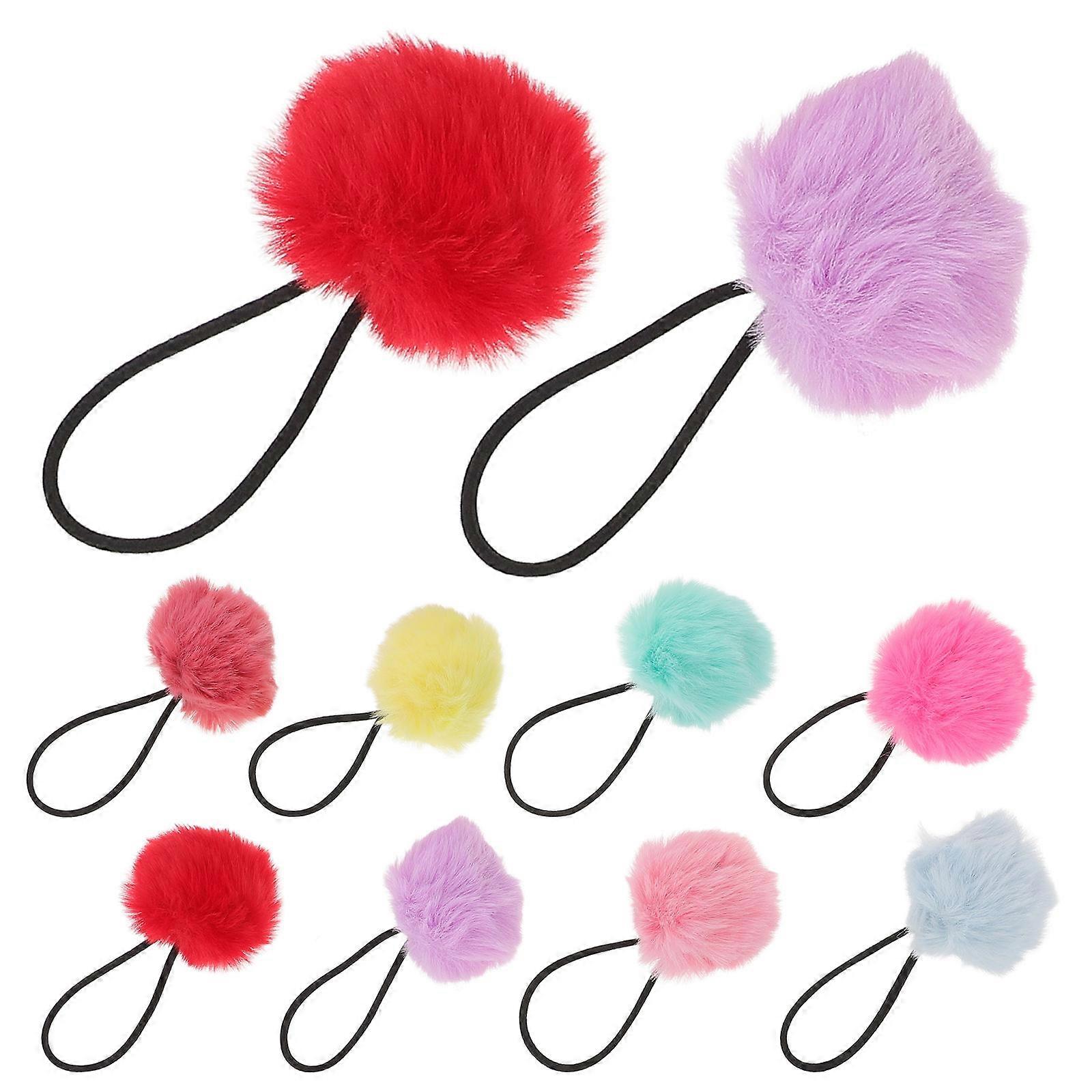 Cute Fuzzy Hair Ties Pompom Hair Ropes Elastic Design for Adults Various Occasions 16Pcs