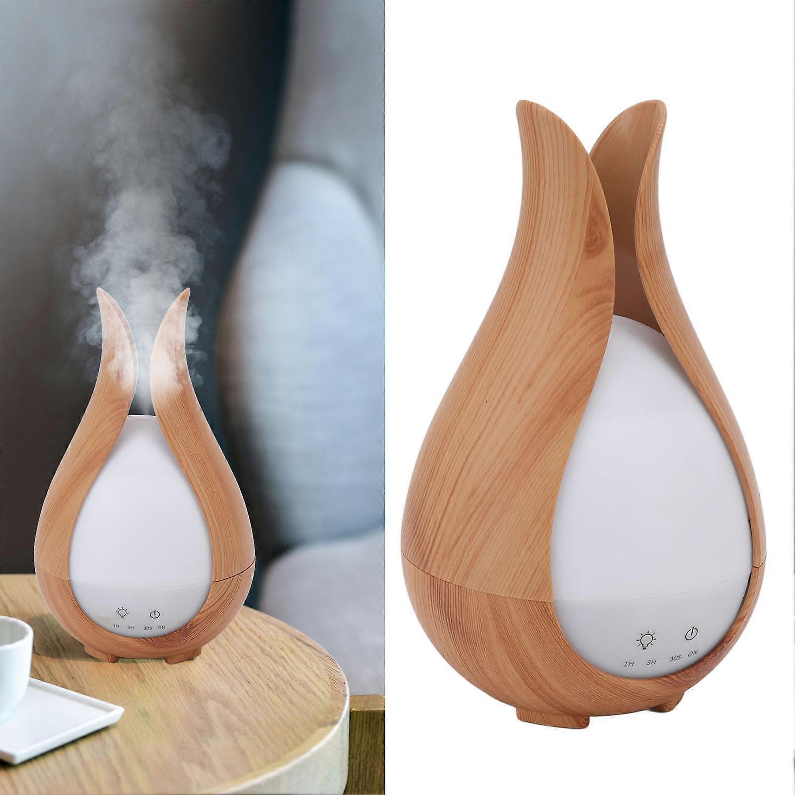 200ml Wood Grain Air Humidifier Colorful LED Night Light Aromatherapy Diffuser Humidifier with Remote Control 100‑240V EU Plug