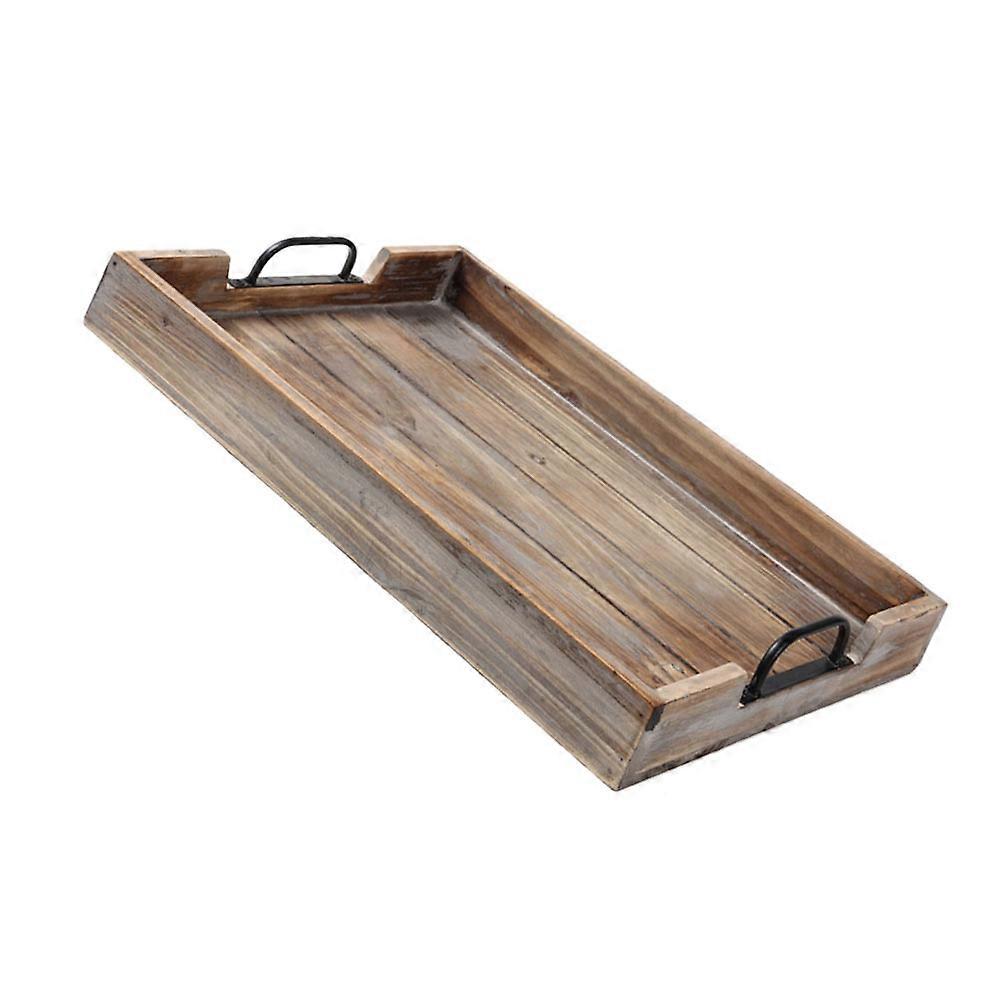 Snack Storage Plate Wooden Retro Fruit Tray For Home Party Guests Rectangular Shape 1Pack