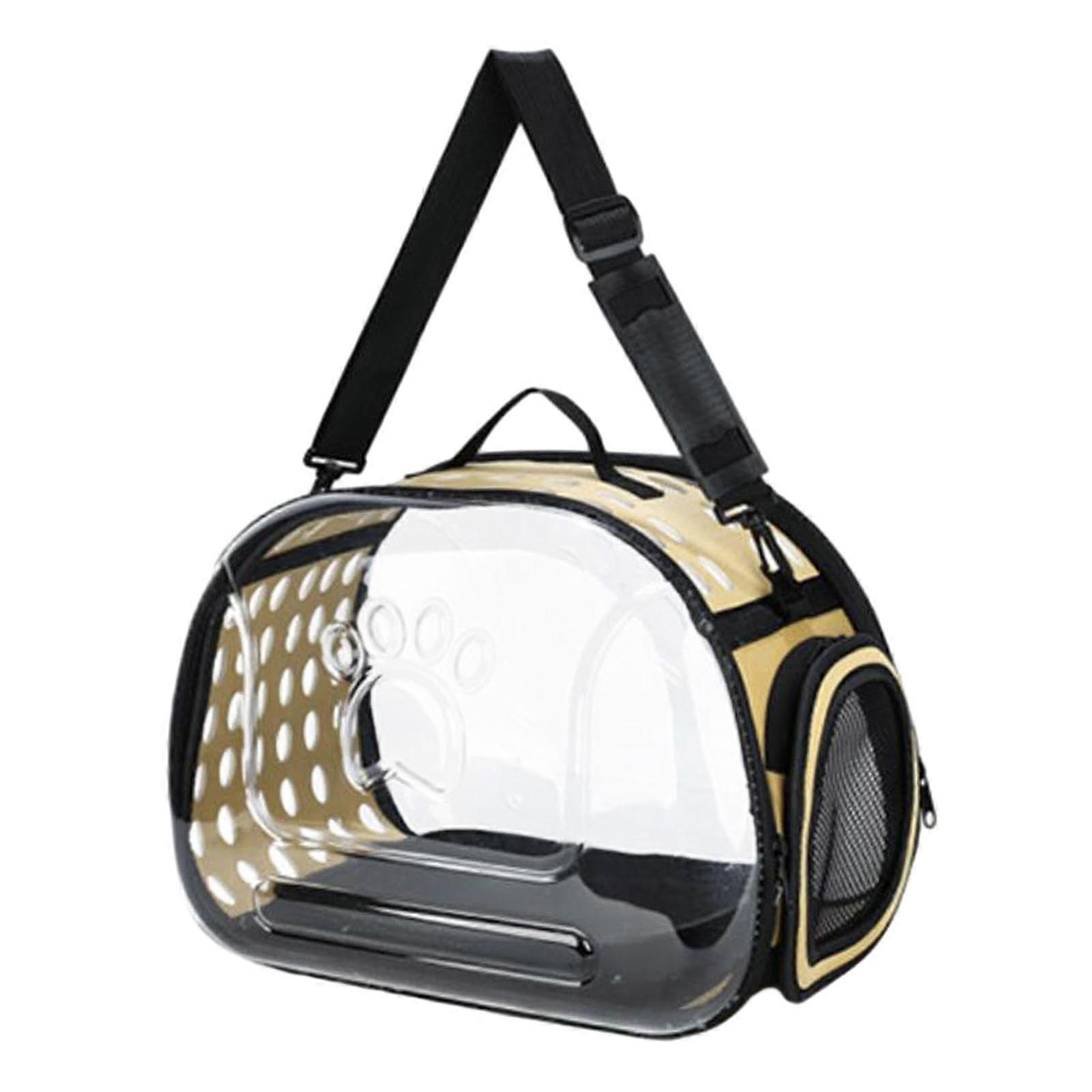 Collapsible Soft Pet Transport Box, Transparent Air Cushion Bag, Portable Cat Carrier for Walks, Size Large