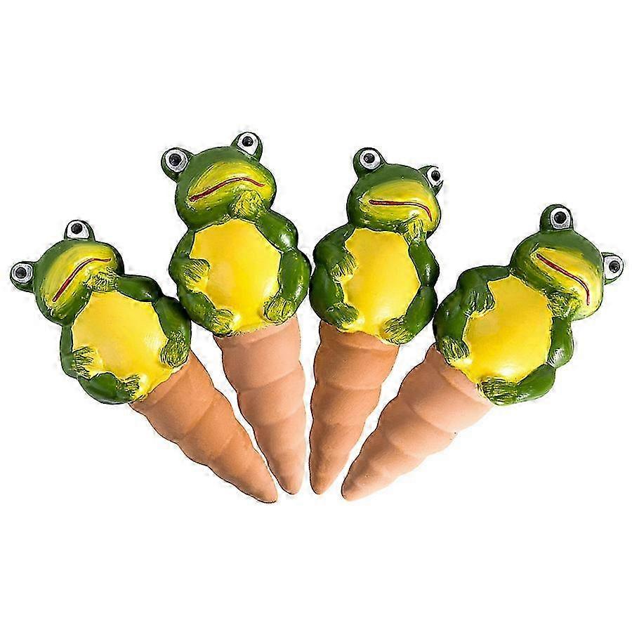 Set of 4 Frog Watering Globes - Red Terra Cotta Plant Waterer, 100ml Each for Efficient Indoor & Outdoor Gardening