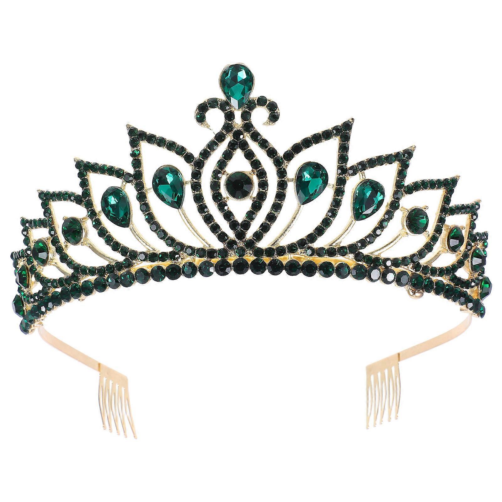 Vintage Rhinestone Crown Headband for Women, Elegant Tiara for Weddings, Parties, Graduations, Secure Fit with Combs, Antique Style Headwear, Photo