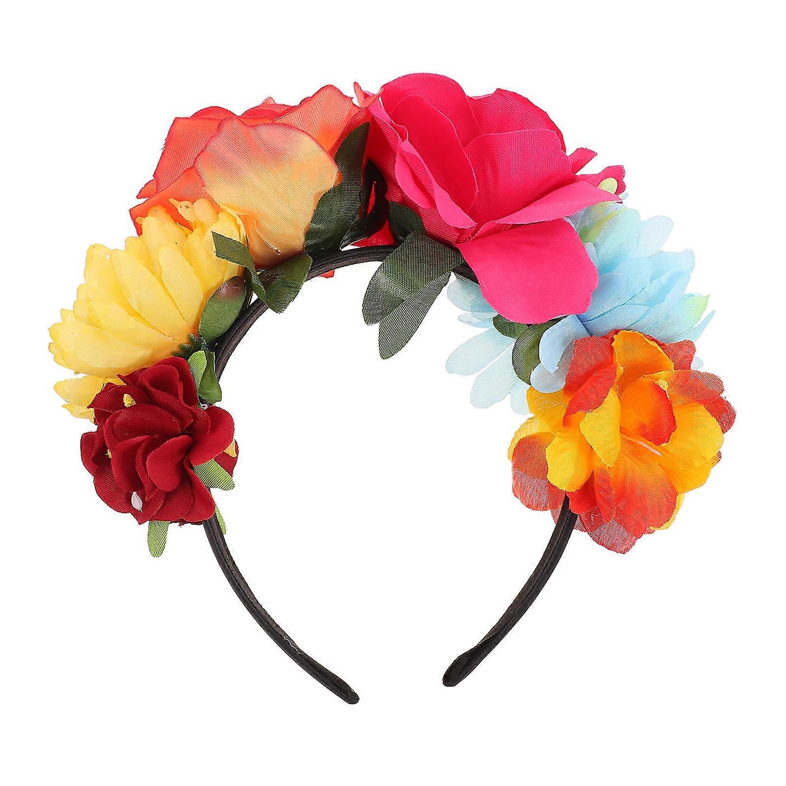 Silk Flower Design Headband for Decor Multi Color Photo Prop with Rose 1Pc