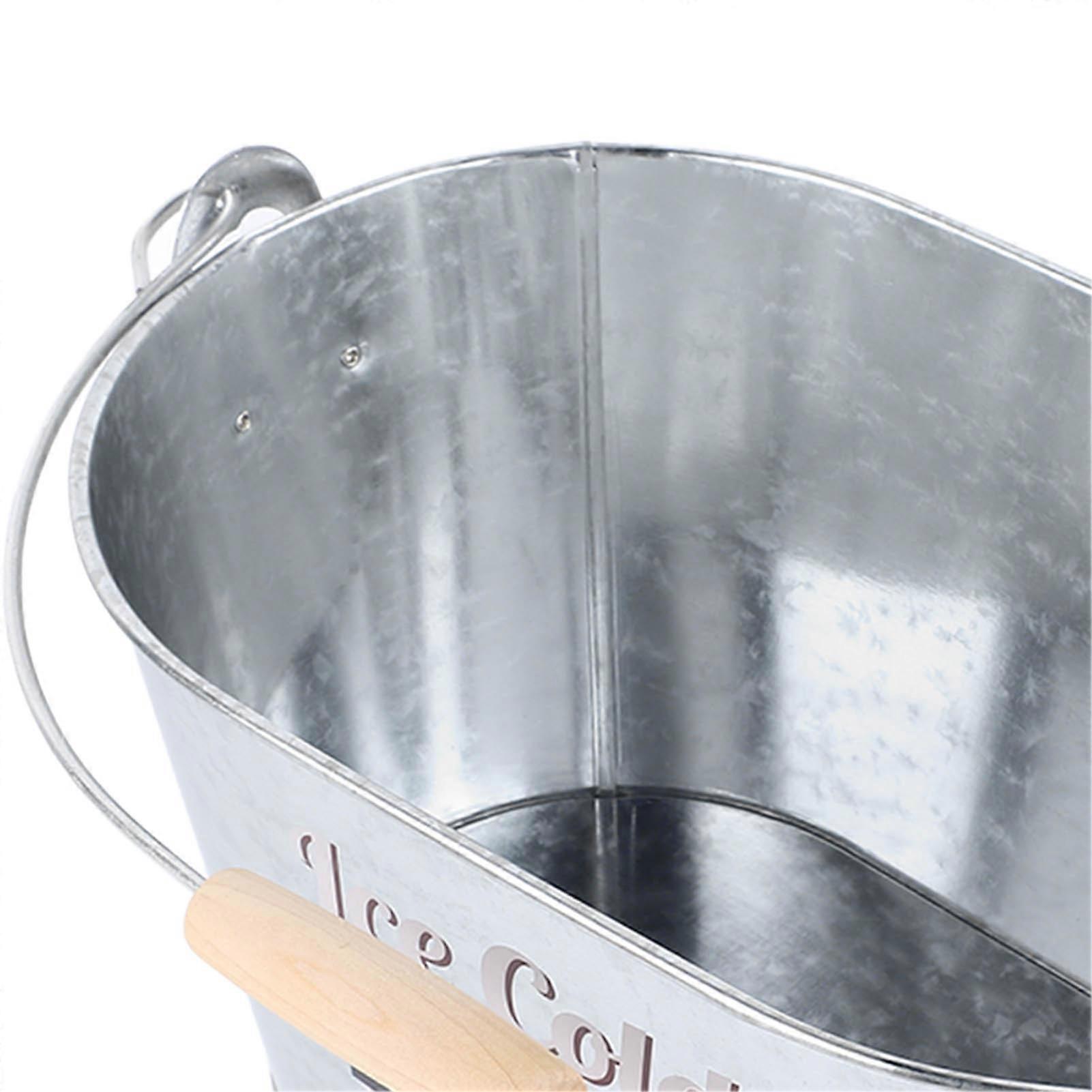 Beer Bucket with Side Handle Stylish Rust Prevention Oval Large Capacity Champagne Ice Bucket for Bar Barbecues Ice Cold Type
