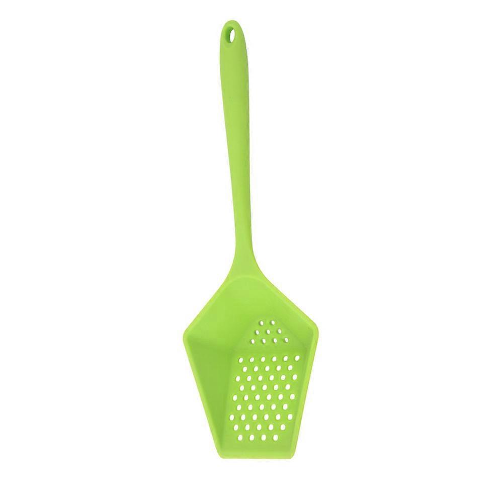 Green Silicone Slotted Spoon for Home with Ergonomic Handle 6.3 Inches
