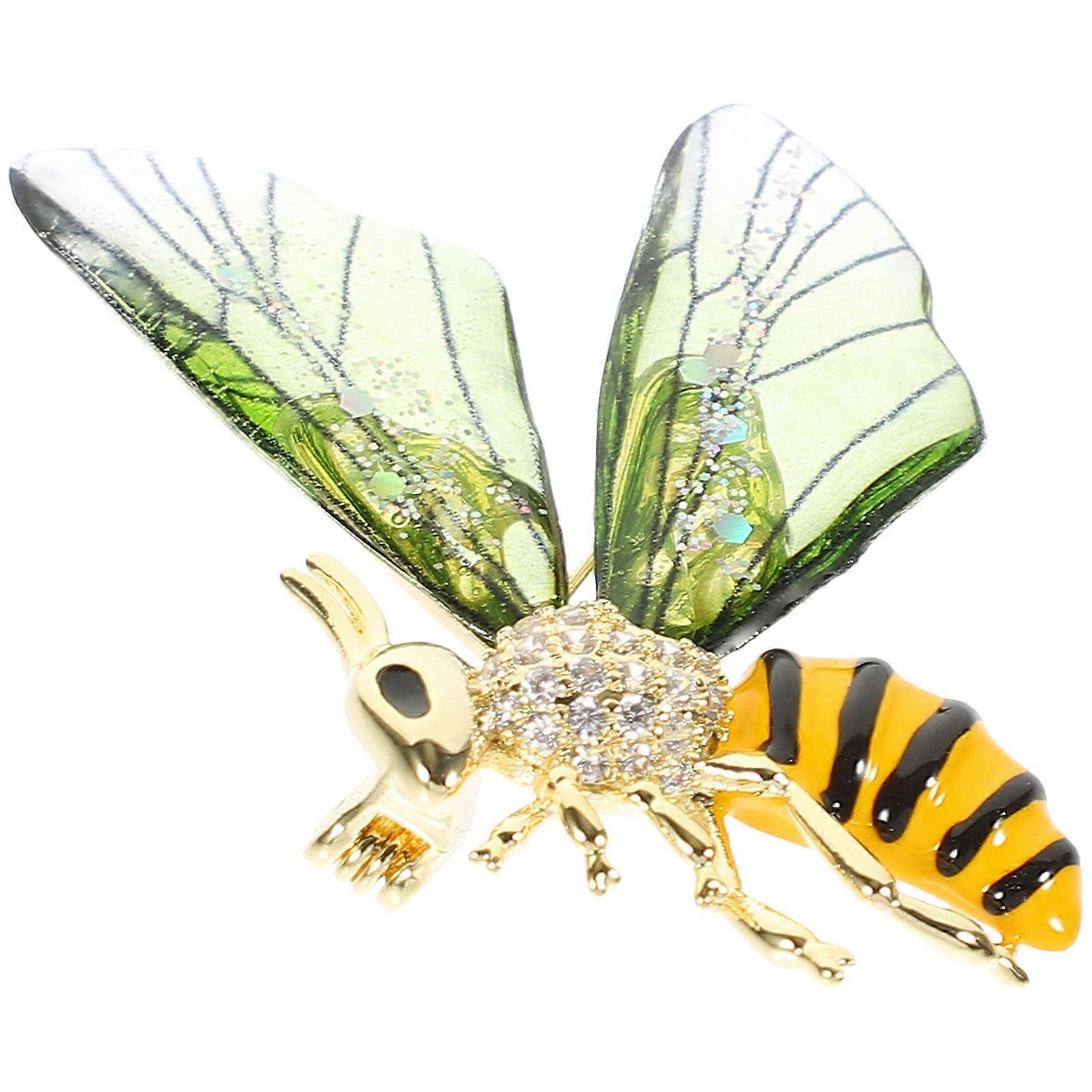 Bee Brooch Pin for Decoration with Smooth Edges and Sturdy Alloy Material Light Green