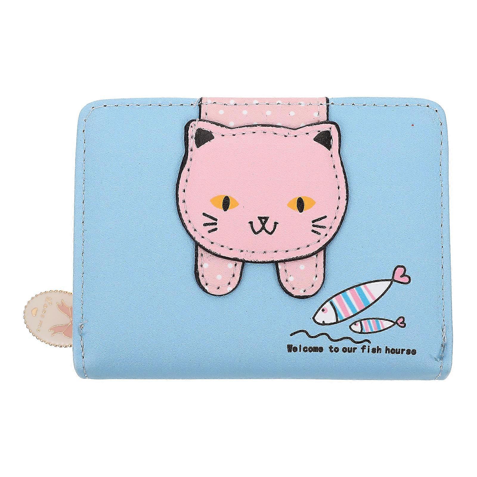 Skyblue PU Cards Storage Pouch for Kids with Cartoon Design Great for Daily Use Shopping Traveling Small Compact Size