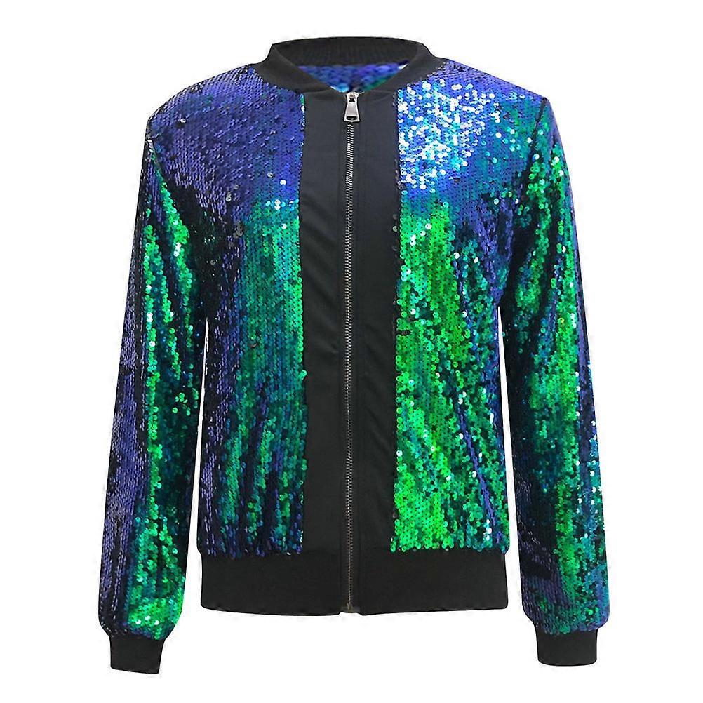 Evening Jackets Zipper Design Long Sleeves Green Polyester Coat for Sport and Holiday Easy to Pair with Jeans 1Set