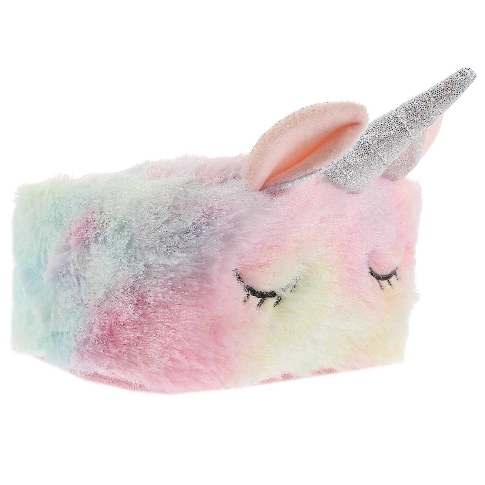 Square Tissue Box Container Unicorn Design Fabric Cotton Tissue Organizer For Home Use 14x11x7cm Paper Holder 1Pcs
