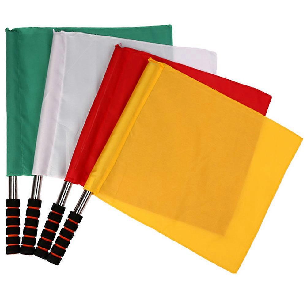 Soccer Field Corner Flags Durable Stainless Steel Rod Comfortable Sponge Handle For Referees 4Pcs