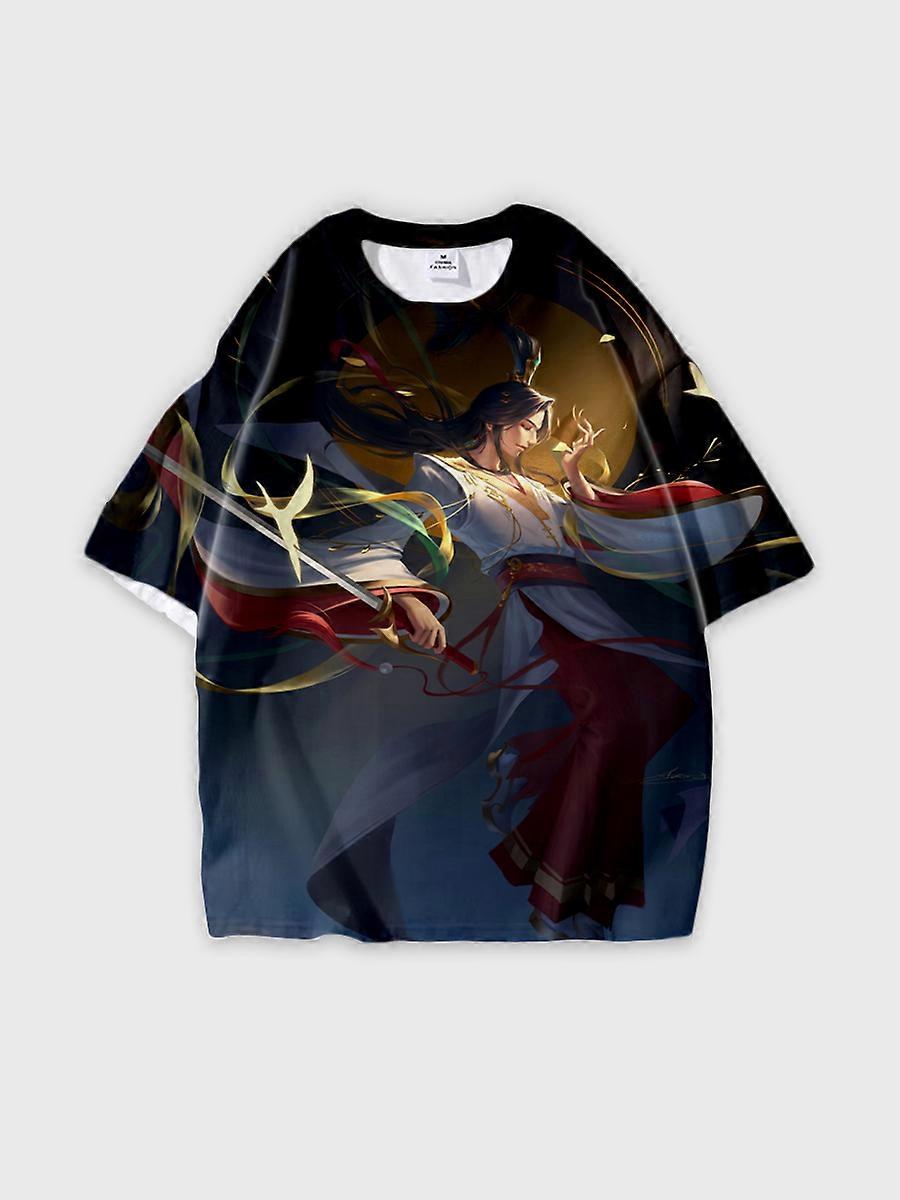 T-shirt round neck Role Pattern loose short sleeve E2282