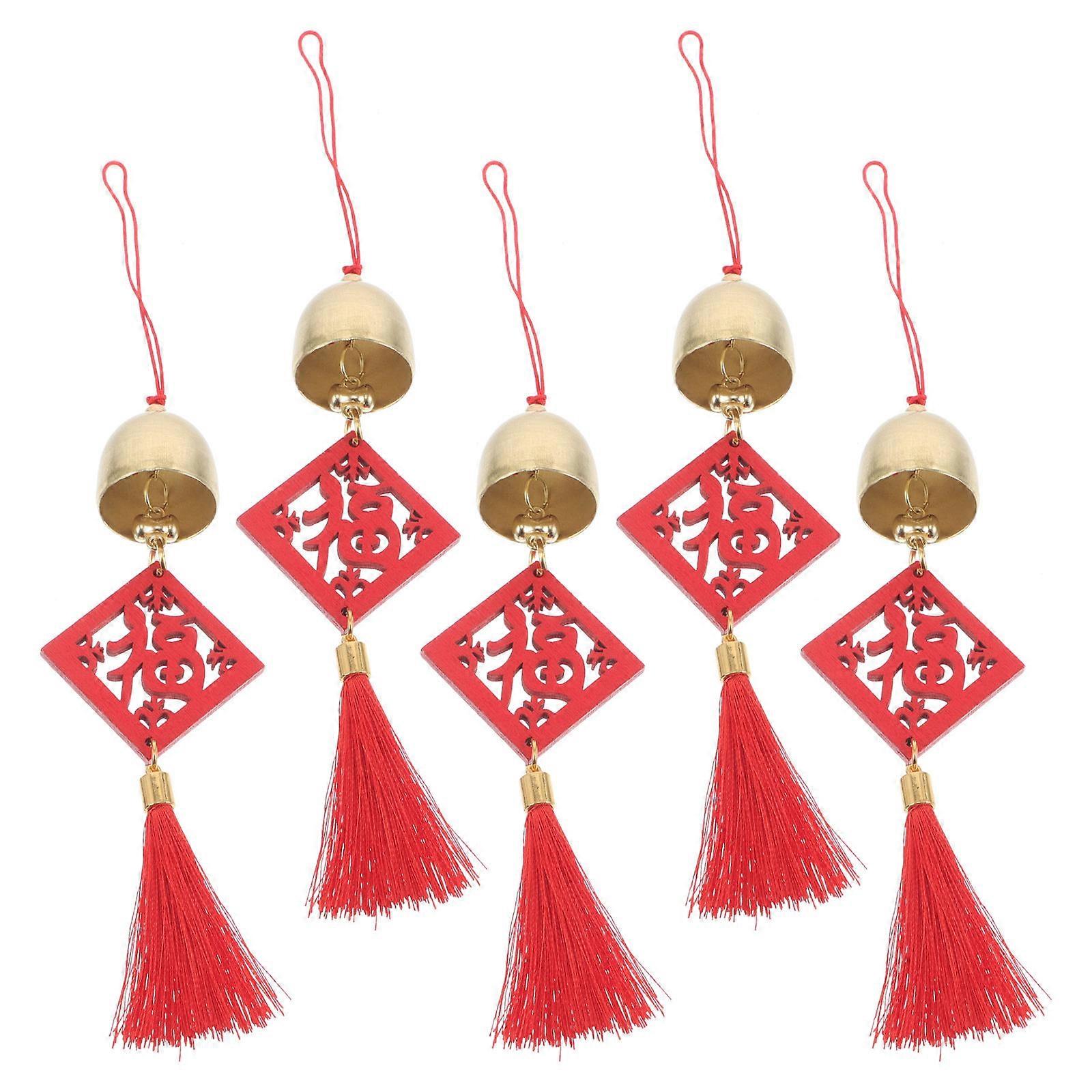 5pcs Hanging Ornaments for Luck & Happiness – Garden, Patio, Balcony, Door & Window Decor with Tranquil Sound and Symbolic Pendants