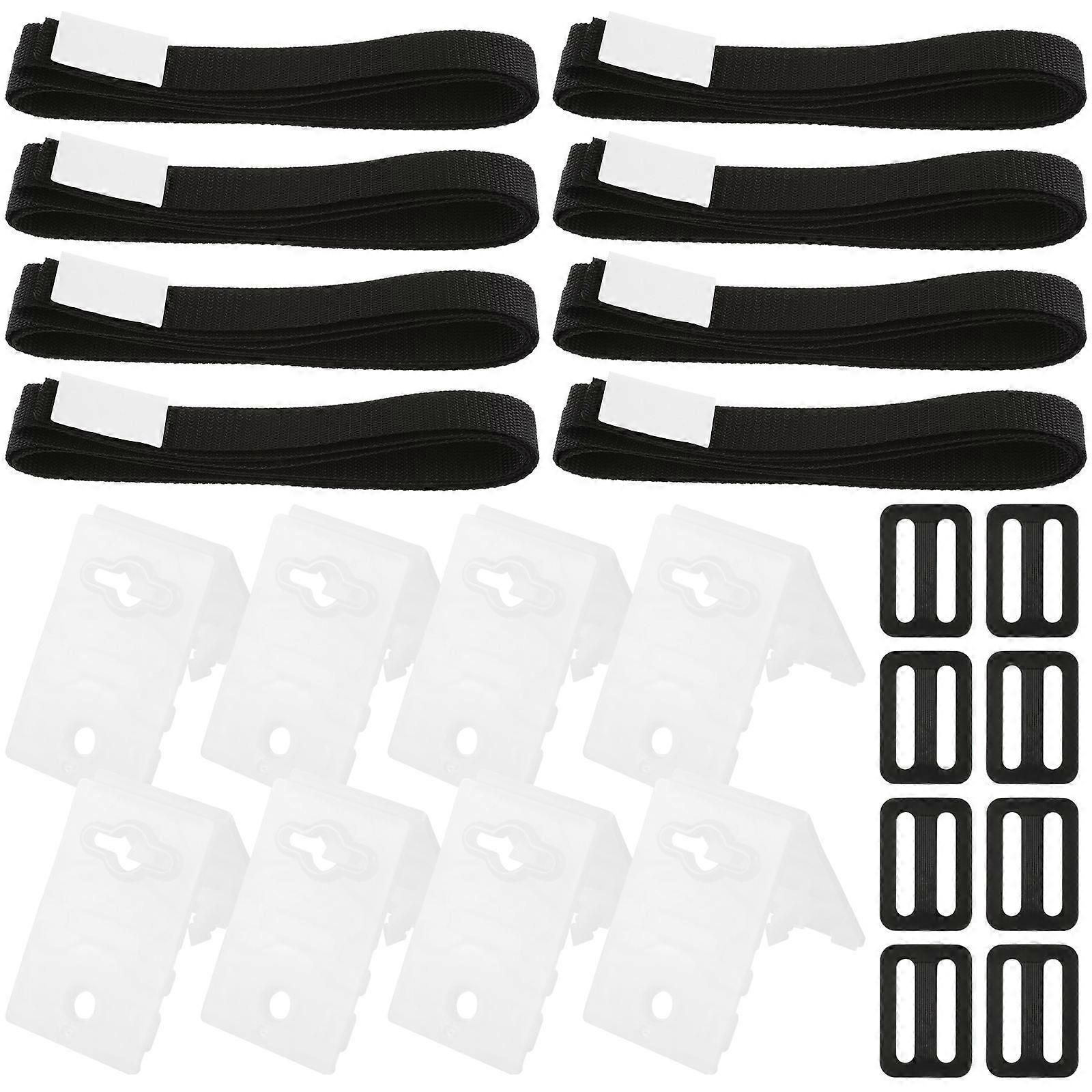 Pool Cover Reel Attachment Set for Ground Swimming Pool Solar Blanket 1 Set Includes Buckles Cord Plates Nylon Straps with Tabs