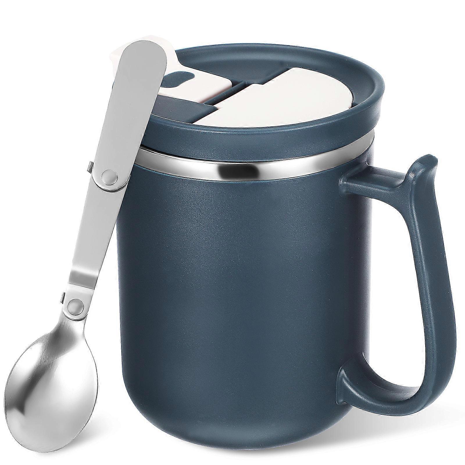 Insulated Coffee Mug with Lid, Thermal Tumbler for Hot/Cold Beverages, Includes Tea Infuser & Folding Spoon, Versatile Drinking Cup for Office &