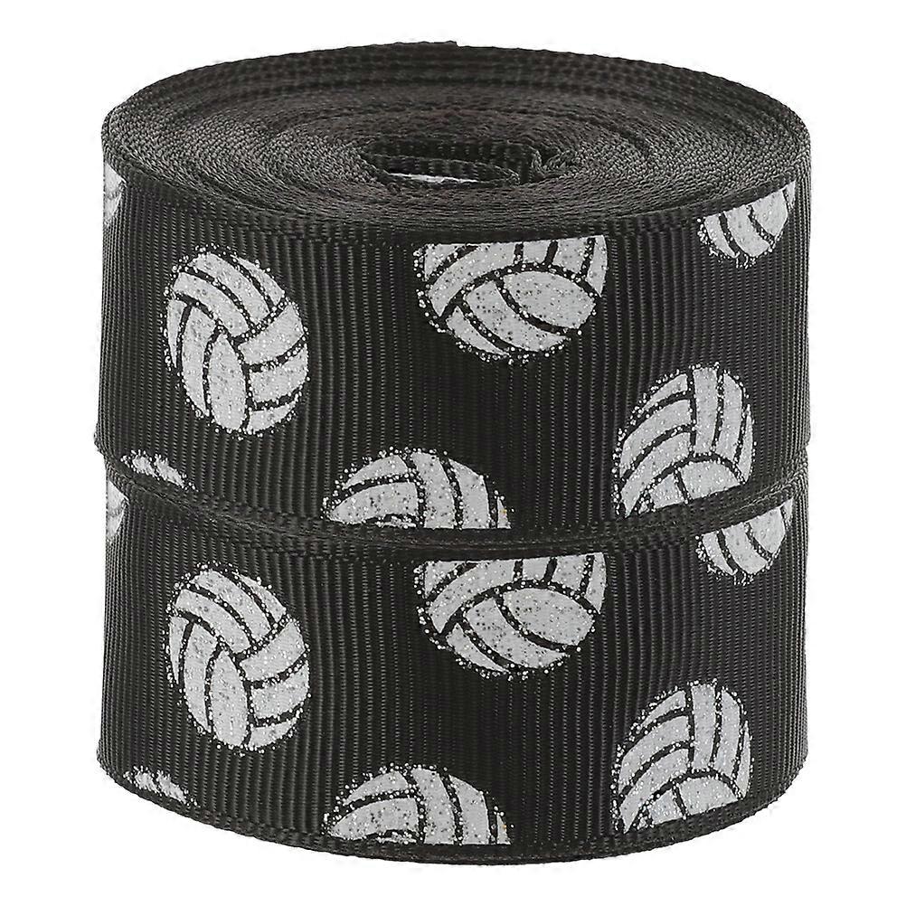 Worgeous 2 Rolls Volleyball Ribbon Bow for DIY Craft Supplies Handmade Bows Sports Themed Decorations