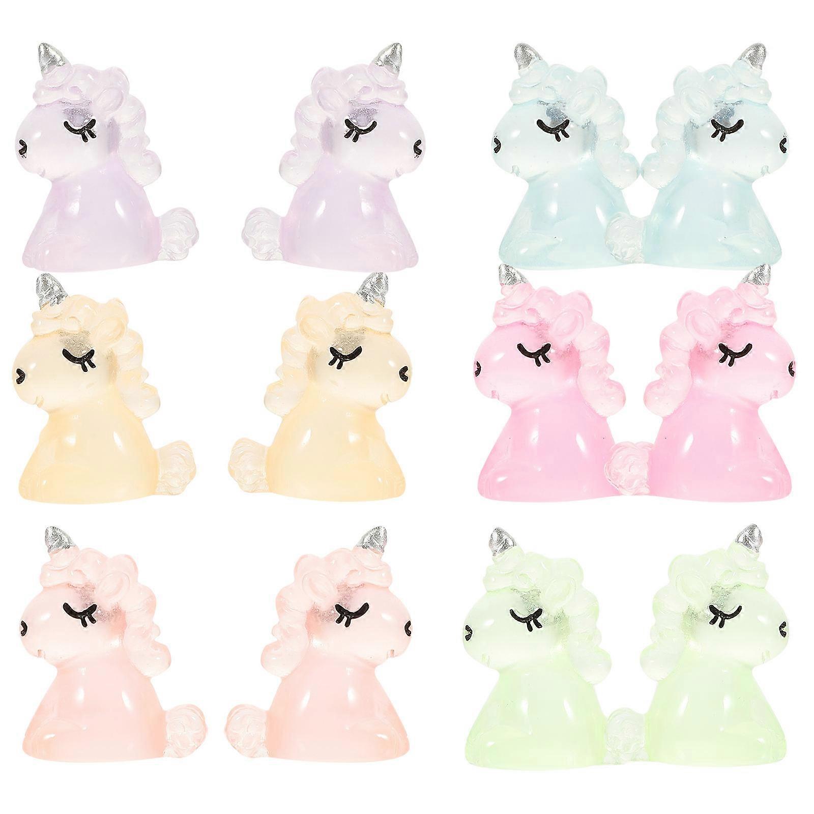 Glowing Unicorn Figurines – 12pcs Luminous Ornaments for DIY Decor, Car Dashboard &