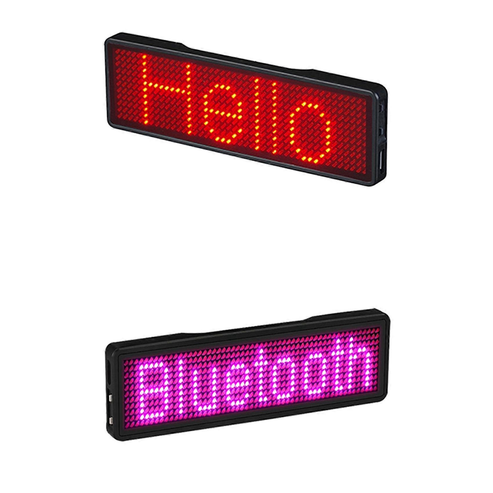 2 Pcs Bluetooth LED Name Badge Light Sign DIY Programmable Scrolling Message Board, 90 X 30 X 6mm &