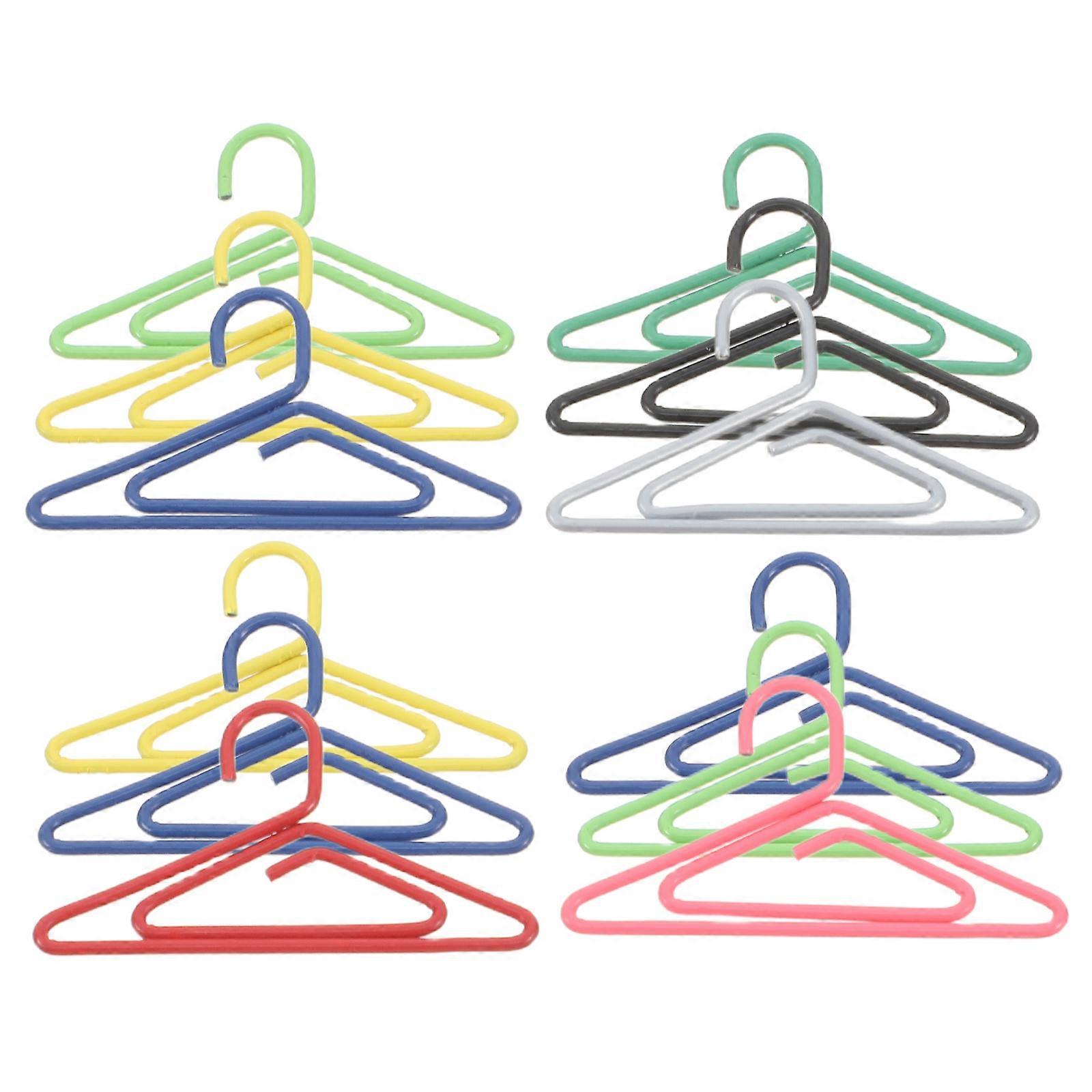 50pcs Mini Clothes Hanger Paper Clips Fun Paper Holders Creative Metal Bookmarks Random Colors