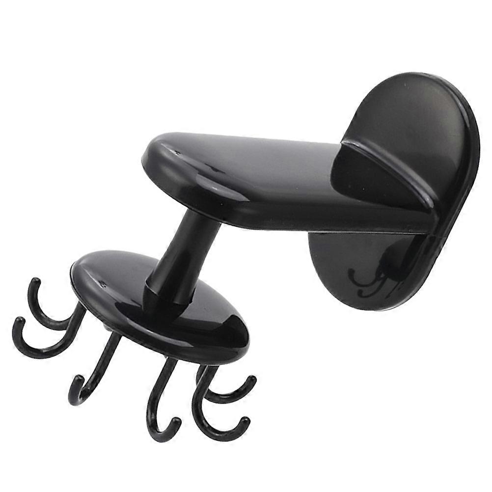 Multi Functional Rotating Hook Punch-Free Wall Hook Kitchen Storage Hanger Black Tool-free Installation 1Set