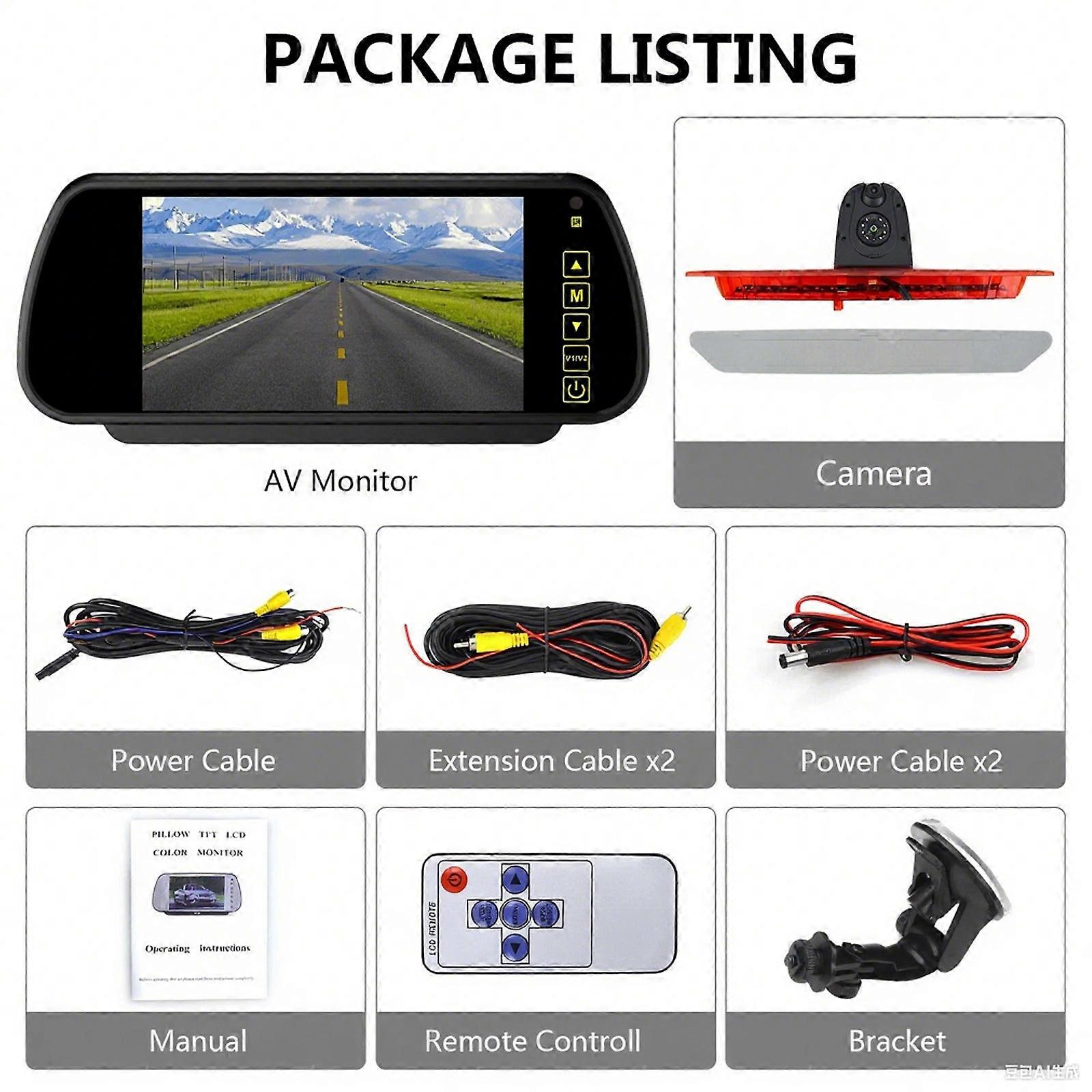 Dual Rear Brake Light Reversing Camera 7in Monitor for Ford Transit 350 MK8 NEW