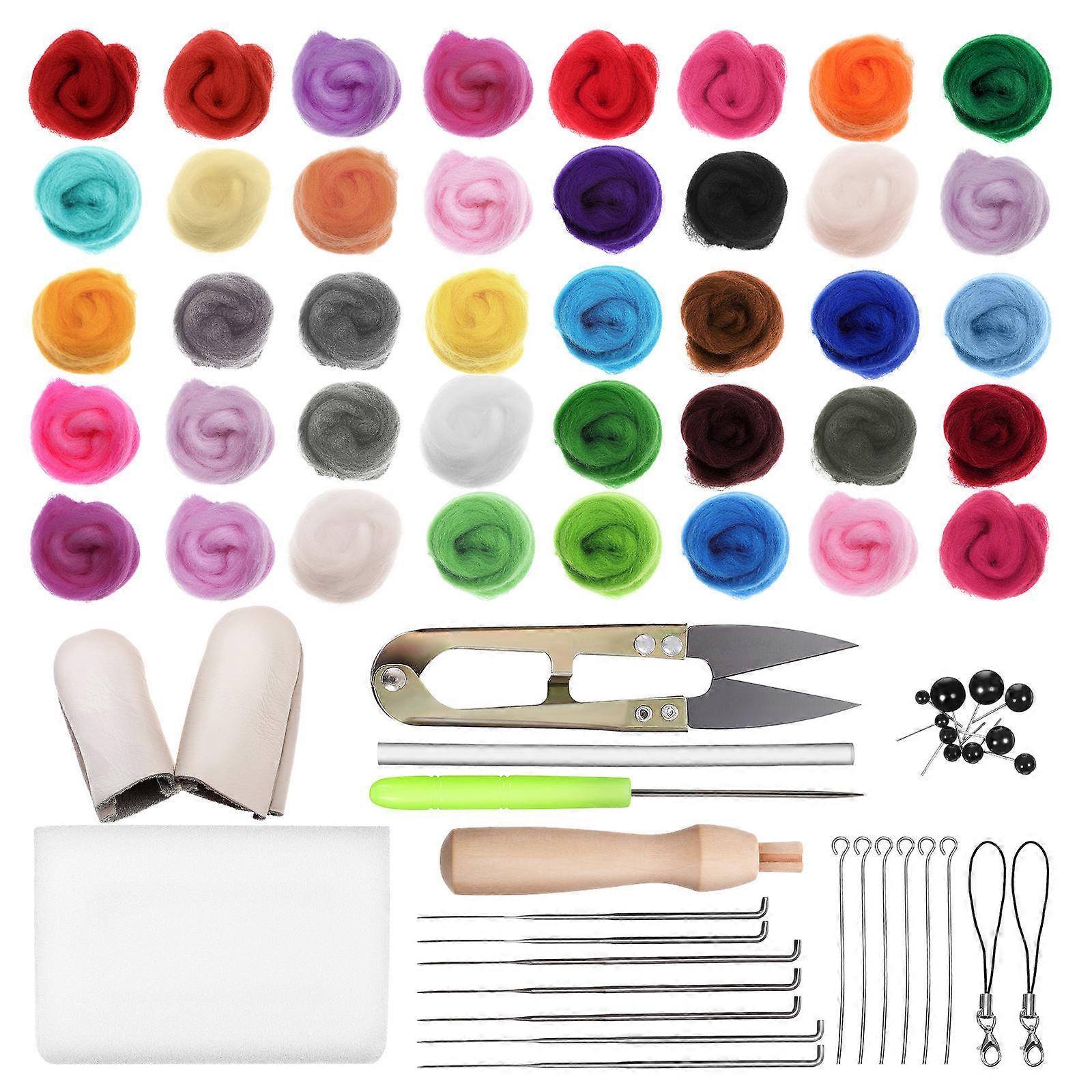 Wool Felting Kit for Craft Creative DIY Projects with Multi Color Wool Material Easy to Use for Beginners