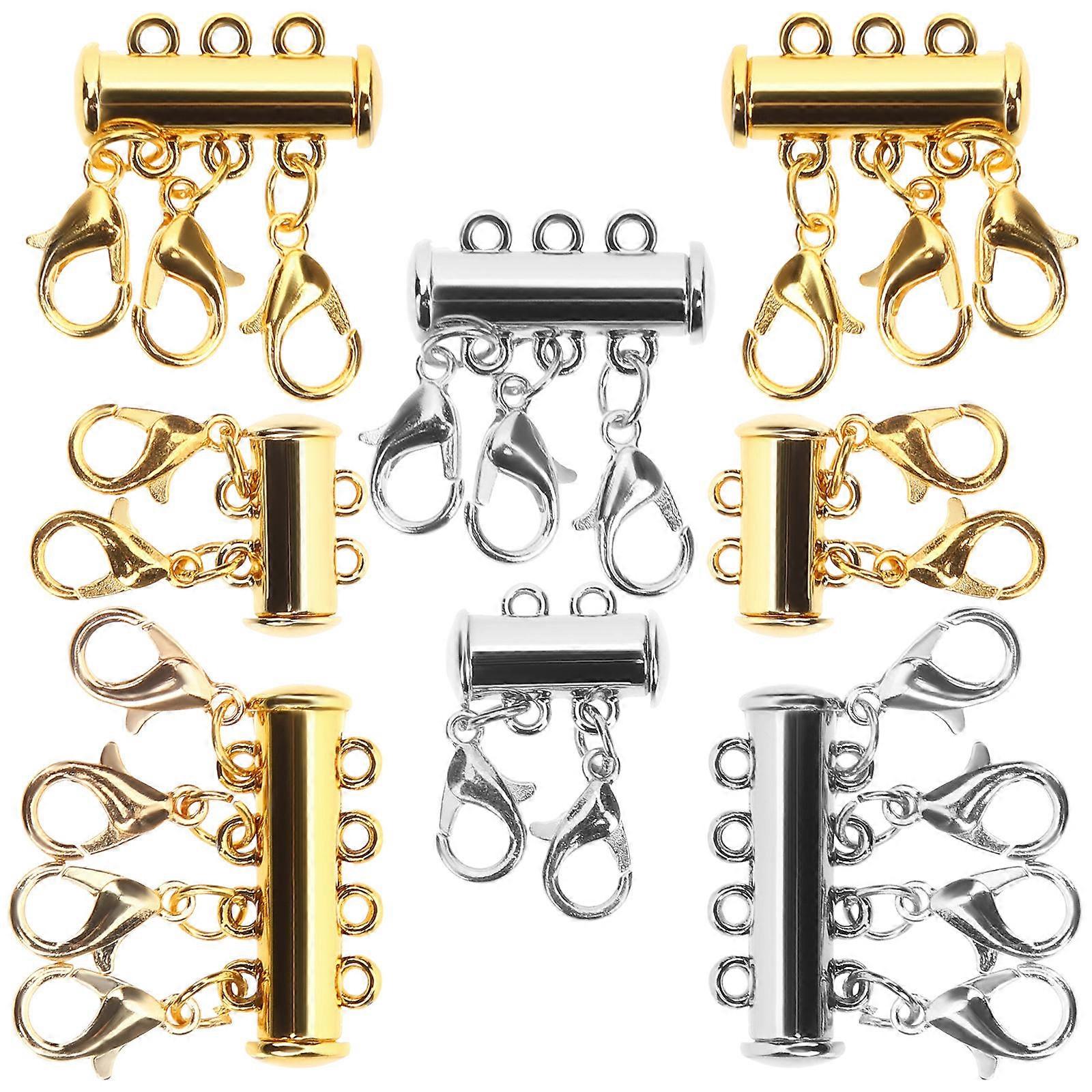 8pcs Durable Jewelry Layering Clasps for Multiple Necklace Chains – Easy to Use, Wear Resistant Connectors for Stackable Layered Necklaces