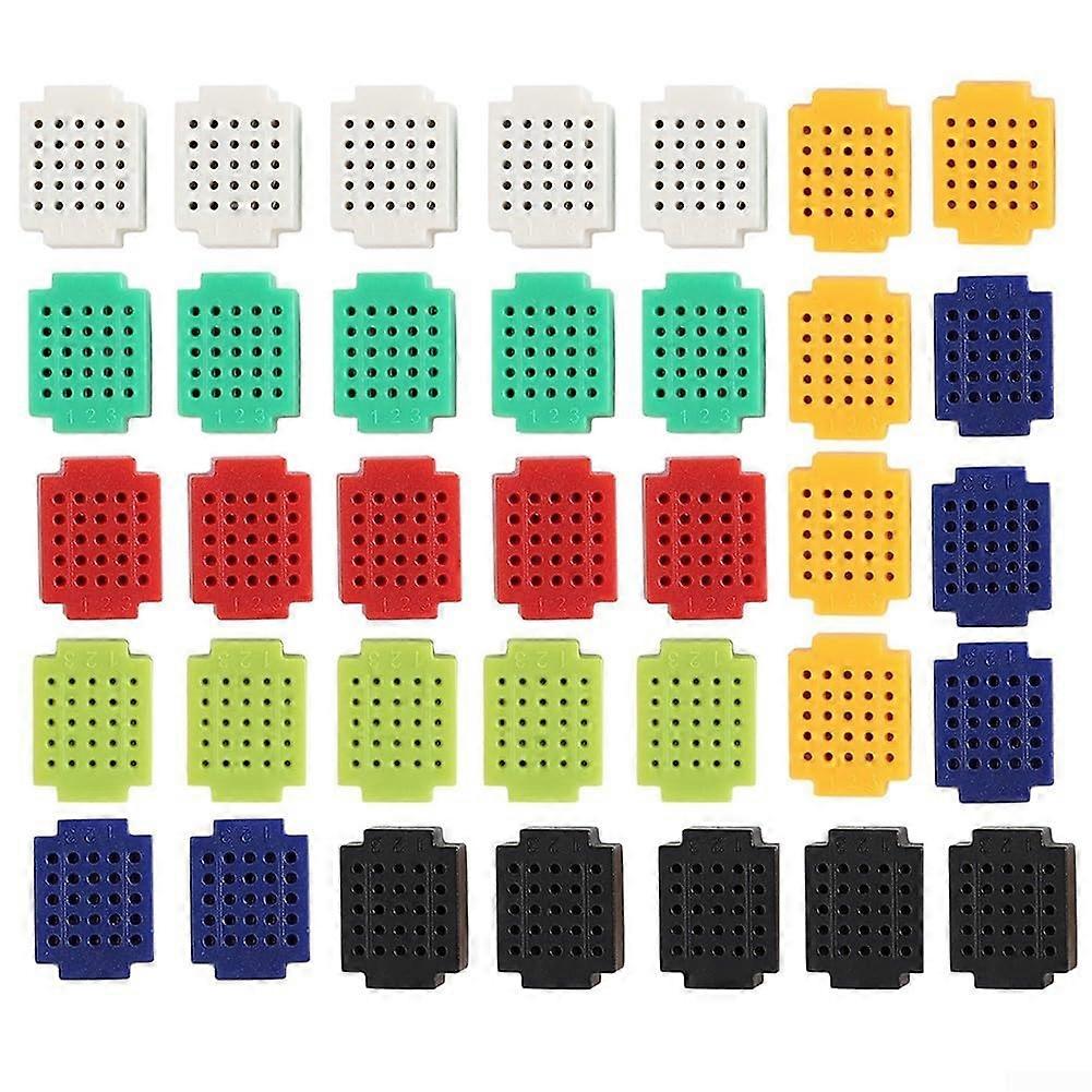 35 mini breadboards for solderless electronic circuit projects, for DIY enthusiasts.