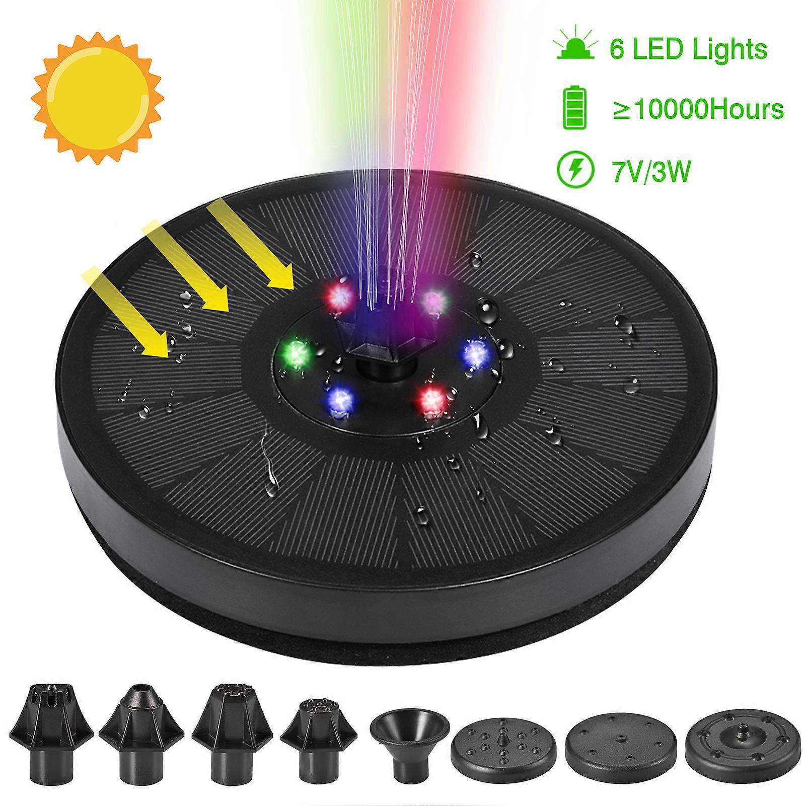 New 7V/3W Solar Fountain Pump Colorful LED Lights Floating Lights Garden Fountain Pump Swimming Pools Pond Lawn Decor