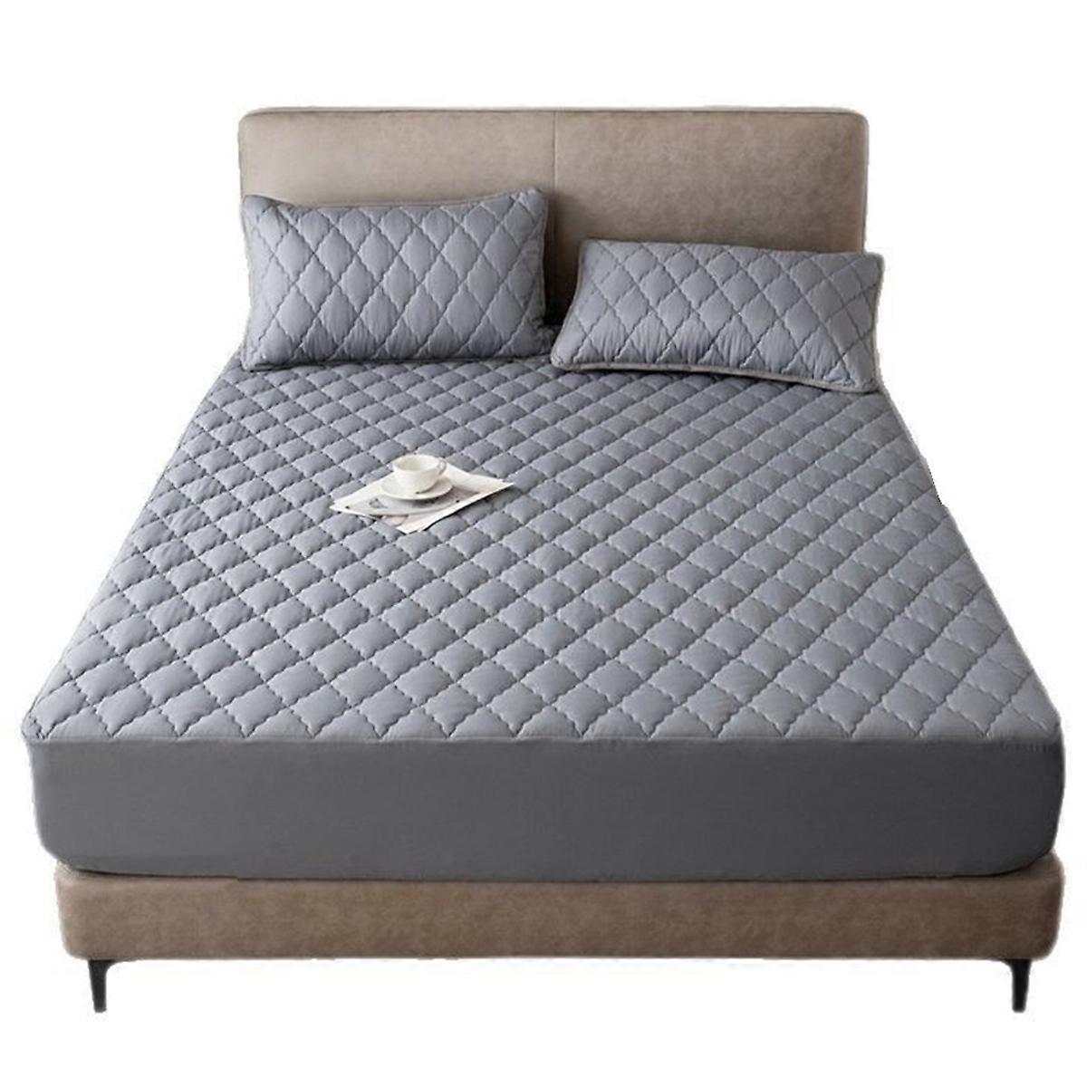 Waterproof Fitted Bed Sheets, Mattress Pads Soft Microfiber Breathable Bedspreads Cover Protector f